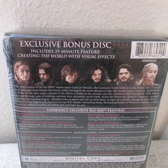 Game of Thrones Complete Season 3 on Blu-Ray and Digital DVD - New, Unopened - Picture 4 of 6